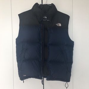 Men’s Black and Blue North Face Vest
